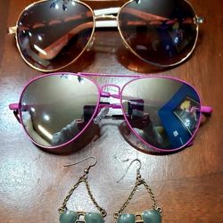 Aviator Sunglasses & Earrings $5 for ALL