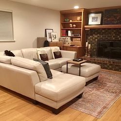 Chateau d'Ax 2-Piece Leather Sectional and Ottoman