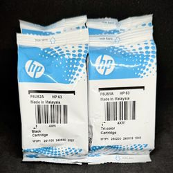 NEW Genuine HP 63 Standard Capacity Single Ink Cartridges - 2 Black & 2 Tri-Color (Sealed w/o Box)