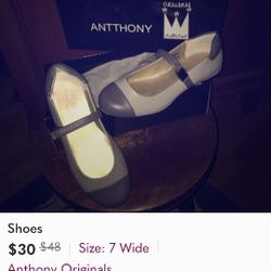 Anthony Originals Flats w/buckle, non-slip bottoms $35