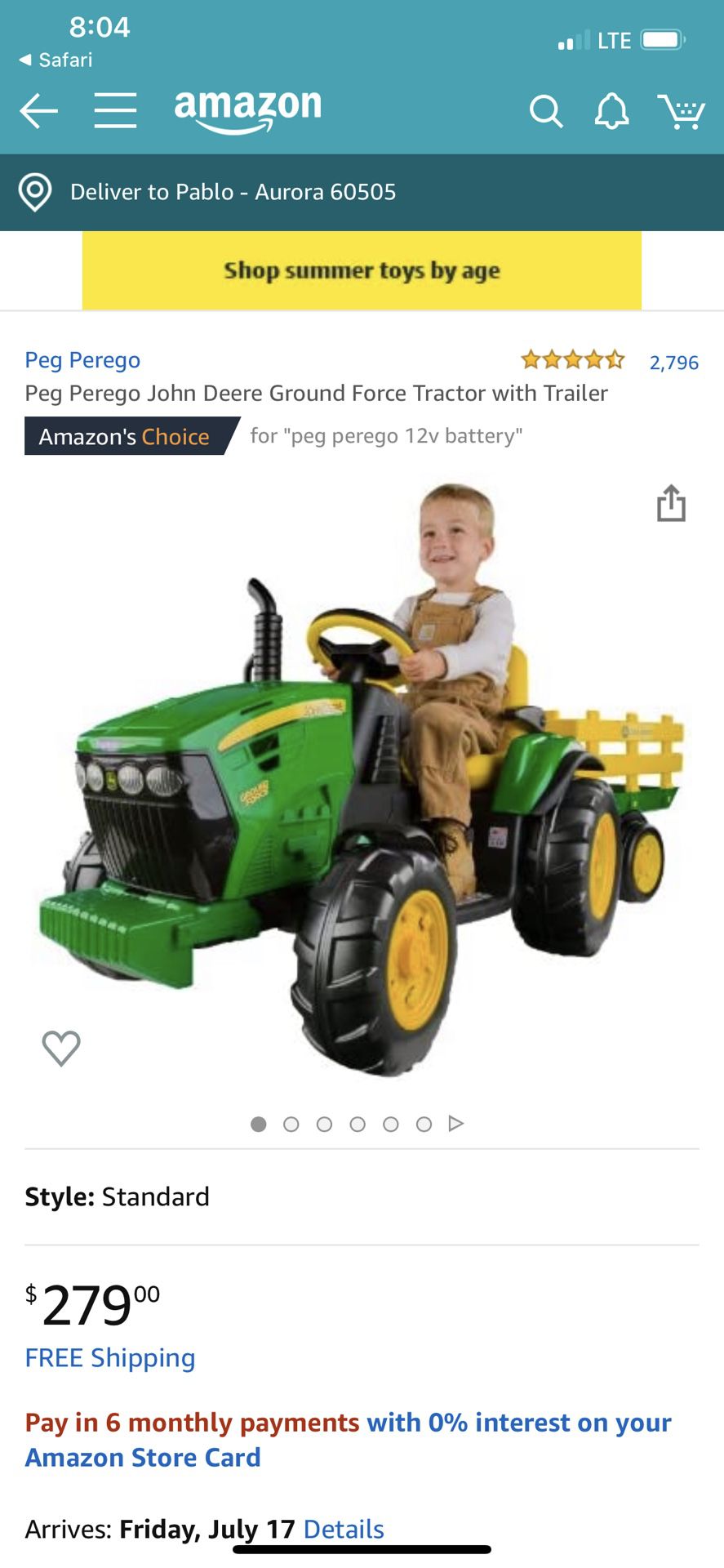 Toy tractor with trailer John deer