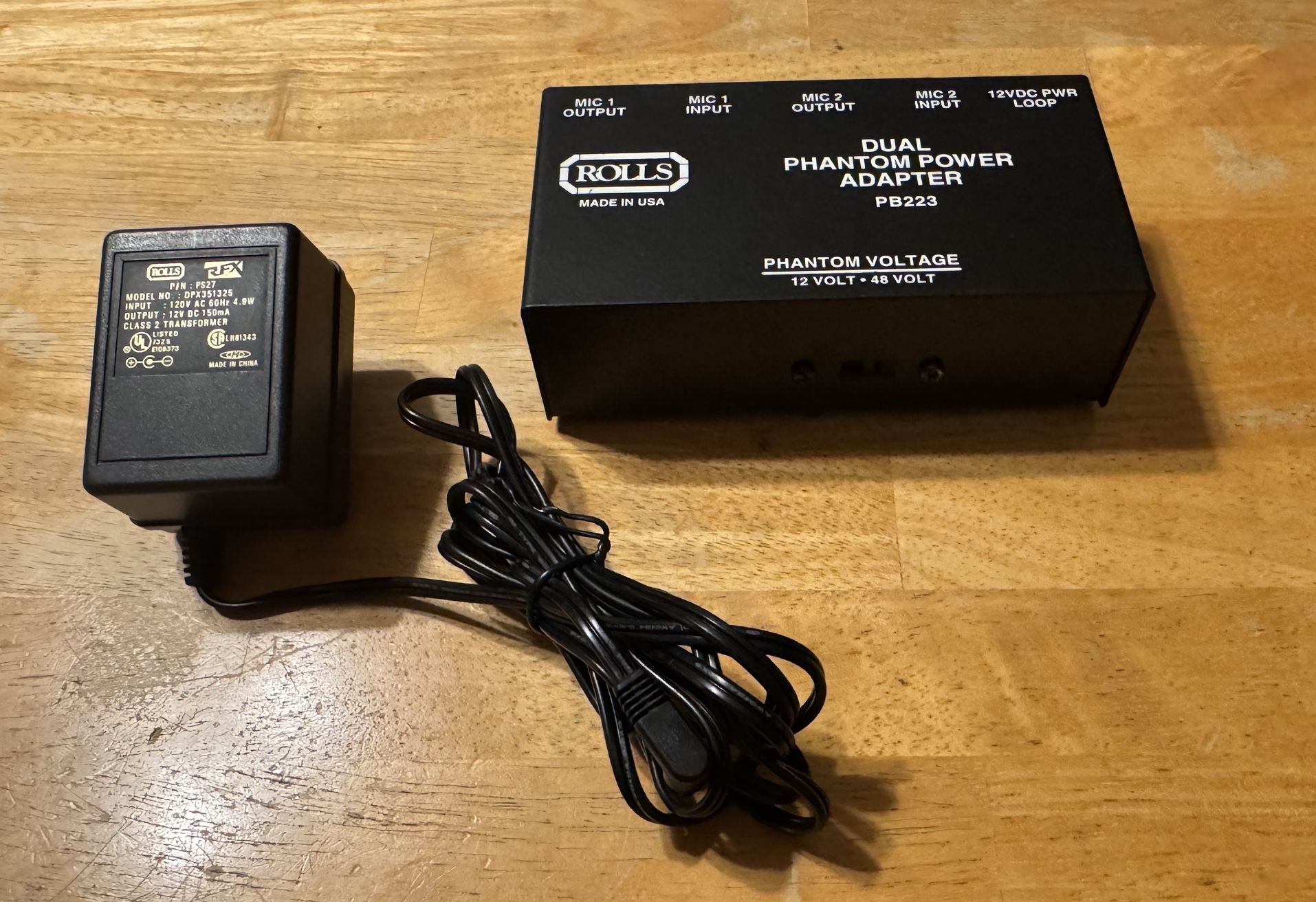 ROLLS Dual Phantom Power Supply Adapter PB223 (12 or 48 Volt)