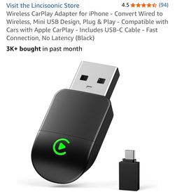 Wireless CarPlay Adapter for iPhone - Convert Wired to Wireless, Mini USB Design, Plug & Play - Compatible with Cars with Apple CarPlay - Includes USB
