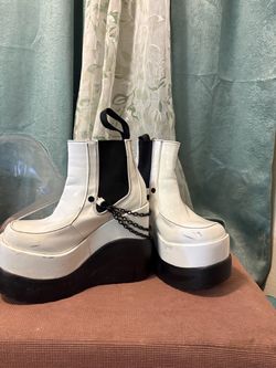 Demonia Void-50 White Platform Boots