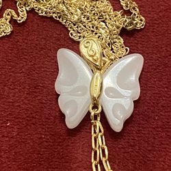 White Jade Butterfly Necklace 