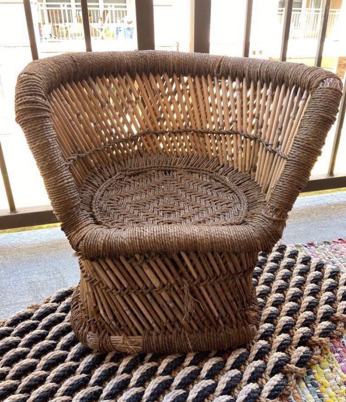 $15 - Baby & Toddler Kid Boho Peacock Rattan Wicker Chair - For Photography & Prop Furniture