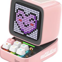 New In Box Divoom Ditoo Retro Pixel Art Game Bluetooth Speaker with 16X16 LED App Controlled Front Screen (Pink)