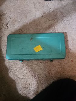 Vintage Metal Tool Case Teal Green