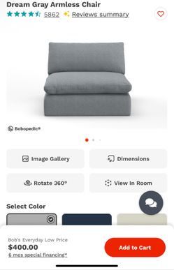 Dream Gray Armless Couch Section