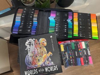 Markers with coloring book