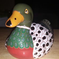 VTG Ostrorog Decorative Ceramicas/Red Pottery Colorful Hand Painted DuckFrom Spain