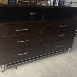 Cherry Wood Color Dresser With Mirror