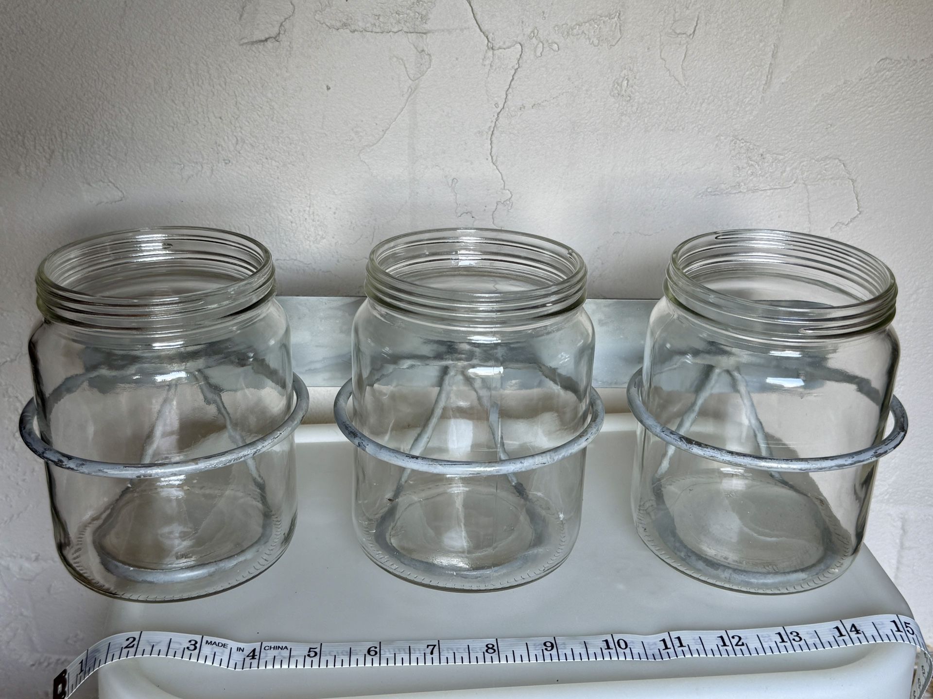 Pottery Barn Vintage Industrial Farmhouse 3-jar Wall Storage
