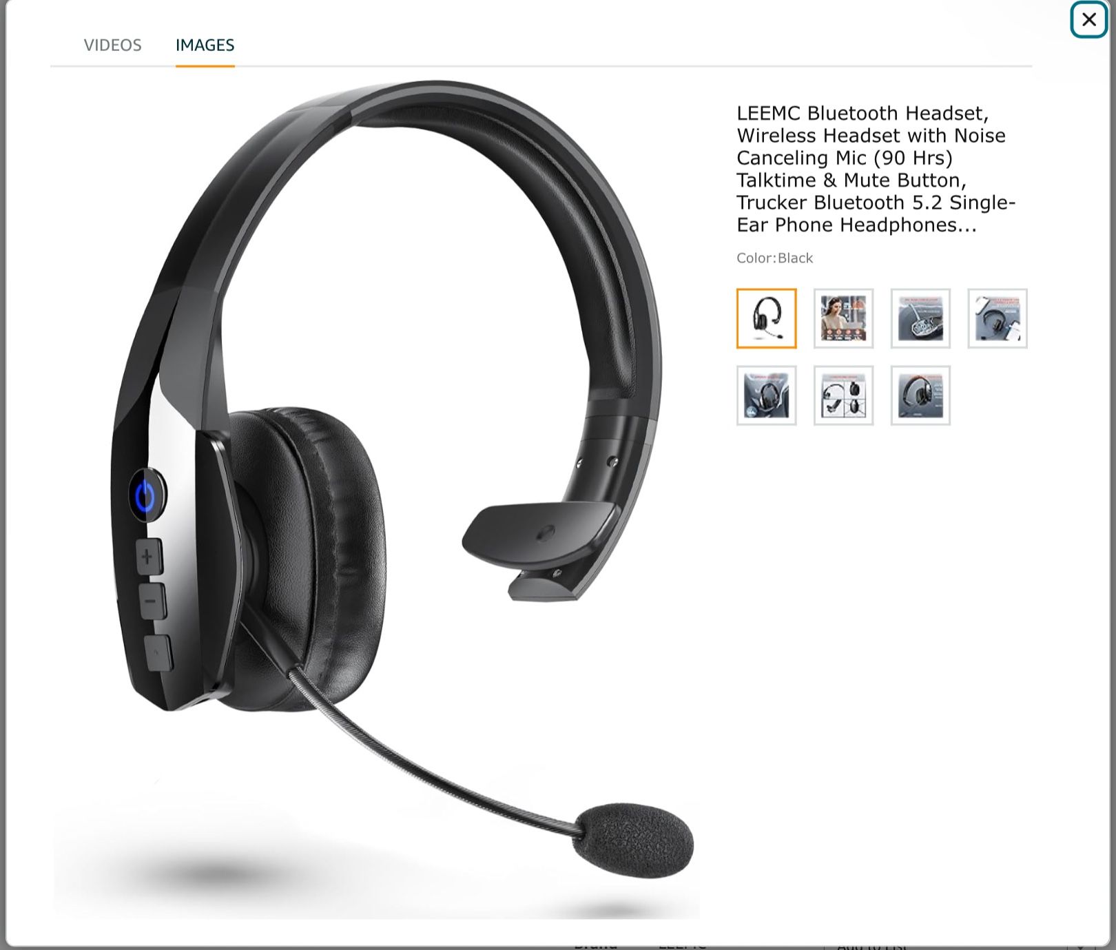Bluetooth/Wireless Headset w/Noise Canceling Mic (90 Hrs) Talktime & Mute Button