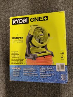 NEW RYOBI PCL851K 18V ONE+ PORTABLE BUCKET TOP MISTING FAN KIT WITH BATTERY & CHARGER
