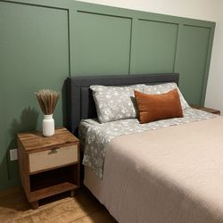 Gray Queen Bed Frame with 10 Inch Mattress