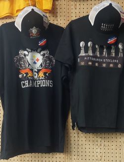 6 Rings Champion Pittsburgh Steelers Tee Shirts$25 &hats$25