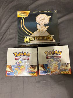 Pokémon TCG Lot – Mega Evolution ETB & 2x Surging Sparks Booster Boxes