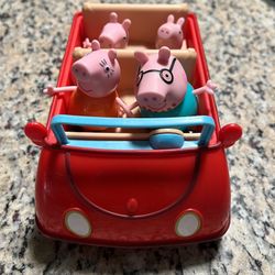 Peppa pig family With Car