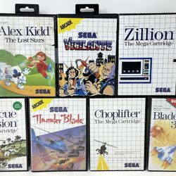 Sega Master Lot of System Choplifter, Alex Kidd, Vigilante, Blade Eagle & More