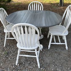 Pedestal Table With Leaf And 4 Chairs 