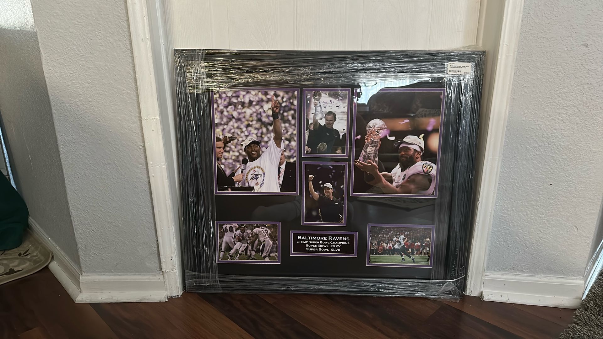 Baltimore Ravens Two Times Super Bowl Champions Double Matted 20“X 24” Frame Football. $ 60.00