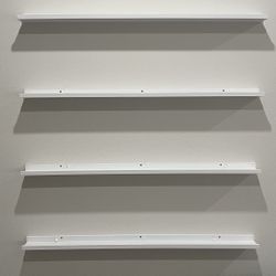 Wallniture Denver 46" White Floating Shelves for Wall Decor, Wall Bookshelves for Living Room, Floating Bookshelf, Wood Picture Ledge Shelf, Set of 4