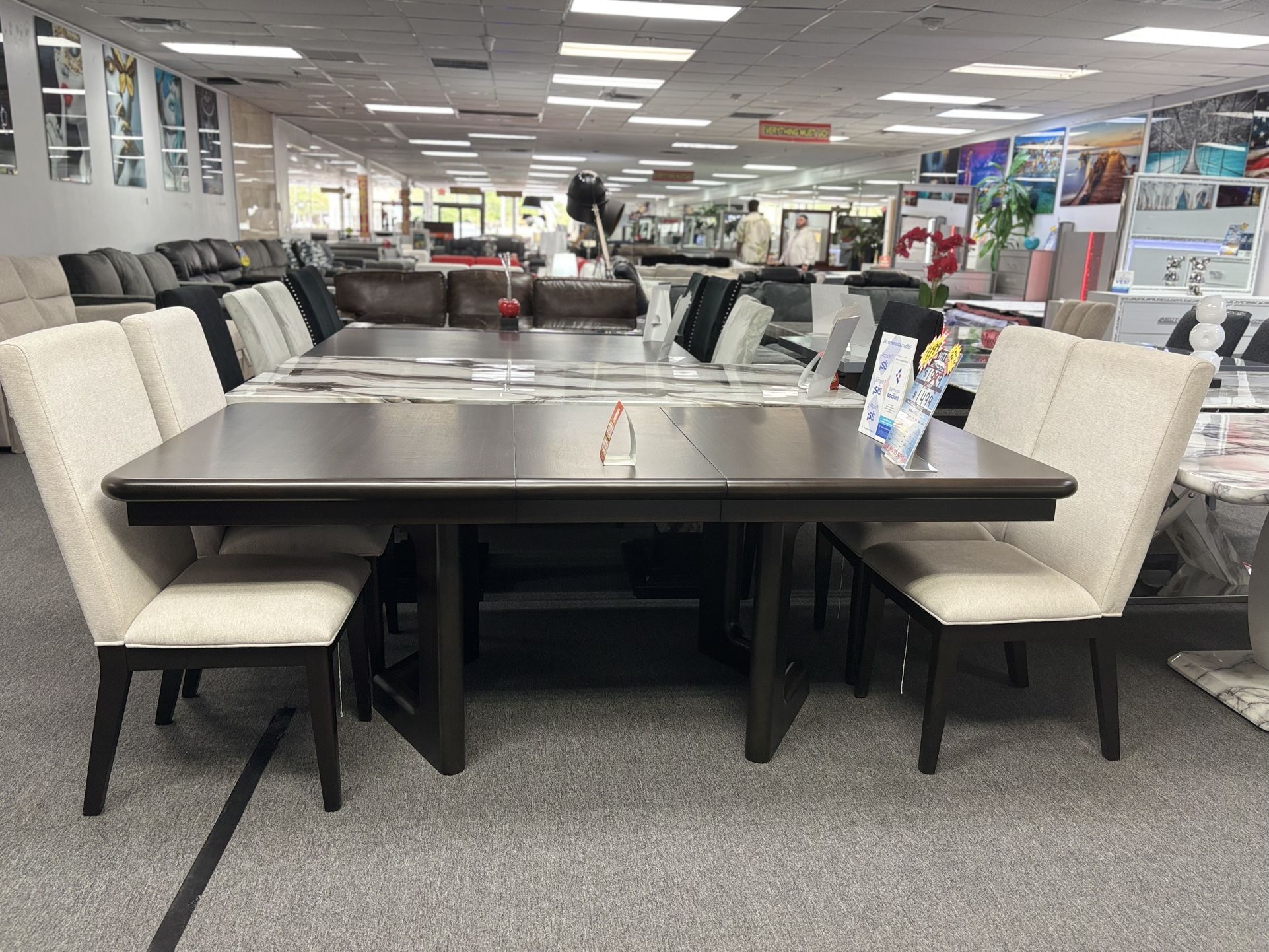 Wooden Dining Table Set For Sale +4 FREE Microfiber Wood Chairs For Sale (NEW)