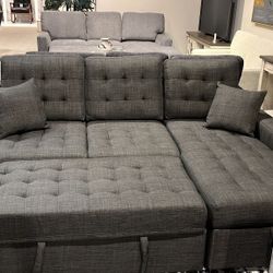 ❤️Mccafferty Exposed Wood Feet With Espresso 2-Piece Sectional Pull-Out Bed And Right Chaise Hidden Storage
Homelegance