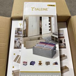 PACK OF 3**** Baleine 3-Pack Trapezoid Storage Bins – Collapsible Fabric Baskets Gra