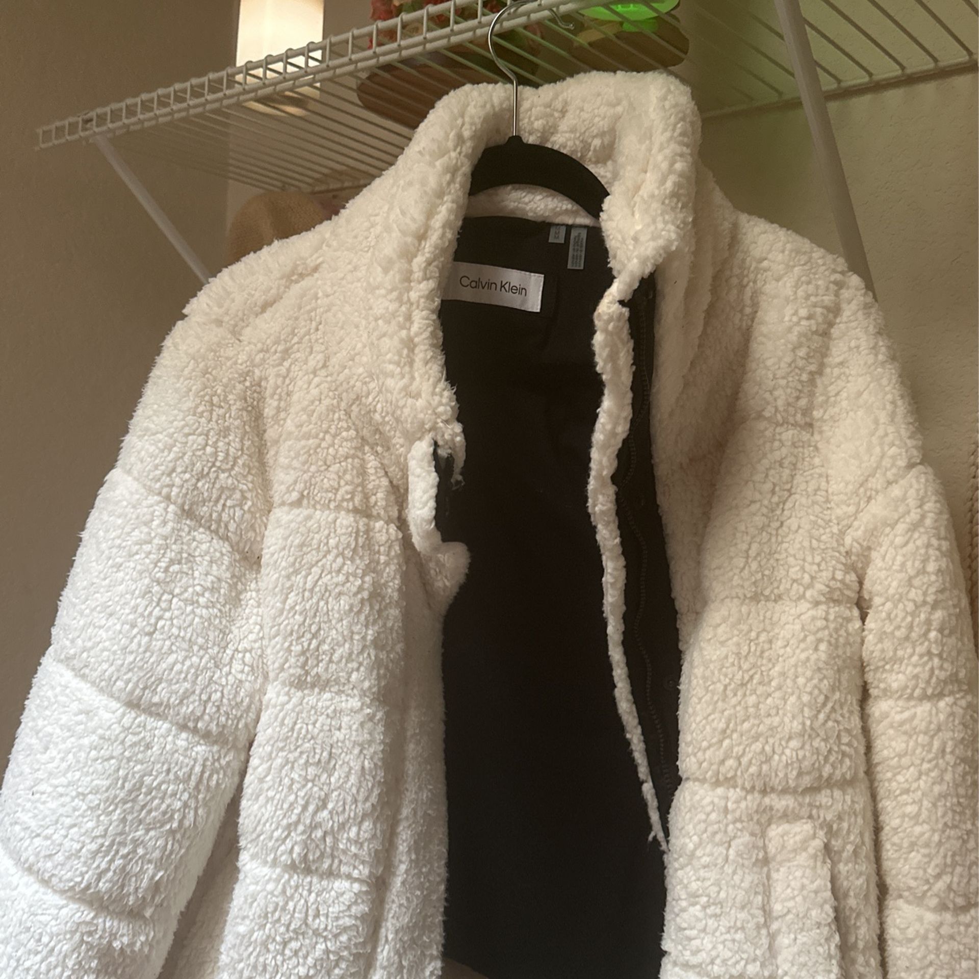 Calvin Klein White Fluffy Jacket