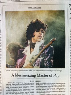 New York Times 4-22-16 The day Prince died