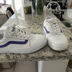 Women’s Vans Size 7.5 White And Purple  $50 Obo