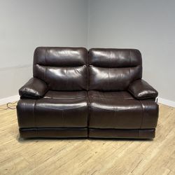 Dark Brown Power Recliner Loveseat Couch