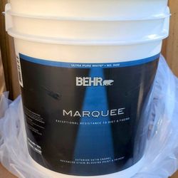 Behr 5 gal. Ultra Pure White Satin Enamel Exterior Paint & Primer (New, Blanco)