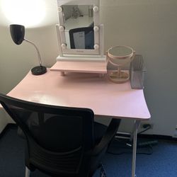 Desk, Chair And Vanity Mirror 