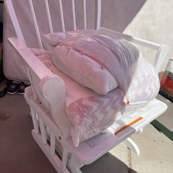 White Glider for Nursery w/ White & Pink Chevron Cover 