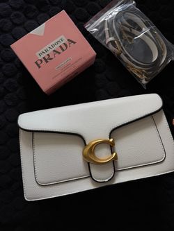 Coach Tabby Clutch Bag White Gold Hardware