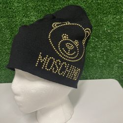 Moschino black Gold Studded Teddy Bear Women’s Beanie Hat