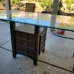 Glass Dining Table Indoor Outdoor Built In Wine Rack