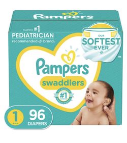 Brand New Pampers Swaddlers Size 1 Box of Diapers 96 Count