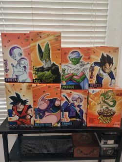 DBZ x Reese's Puffs cereals boxes.