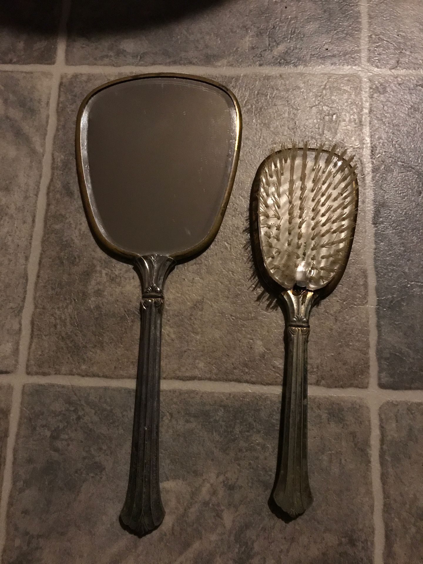 Old mirror and brush