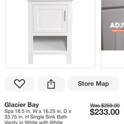 18” WHITE  RESTROOM VANITY  WHITE  TOP NEW