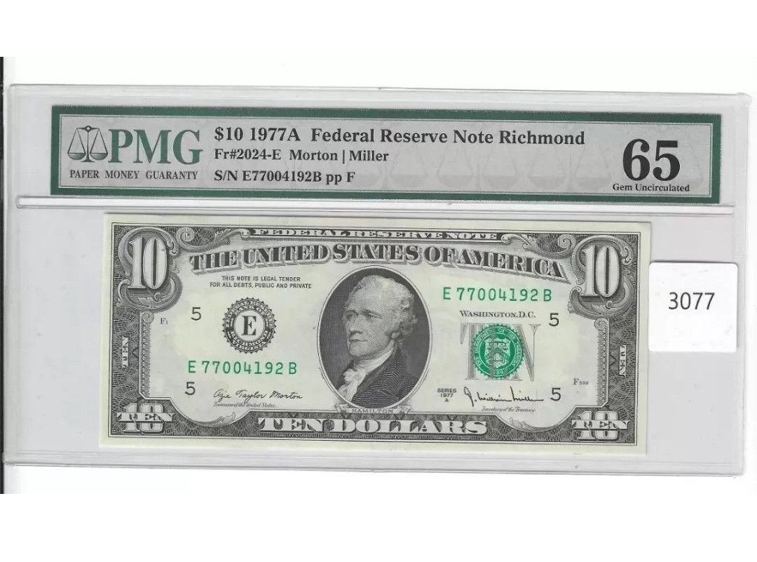 United States Paper Money 1977A $10 Federal Reserve Note PMG 65