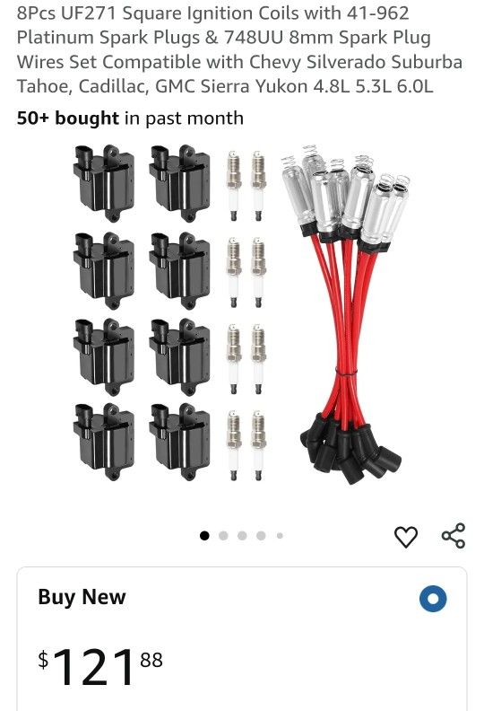 8Pcs UF271 Square Ignition Coils with 41-962 Platinum Spark Plugs