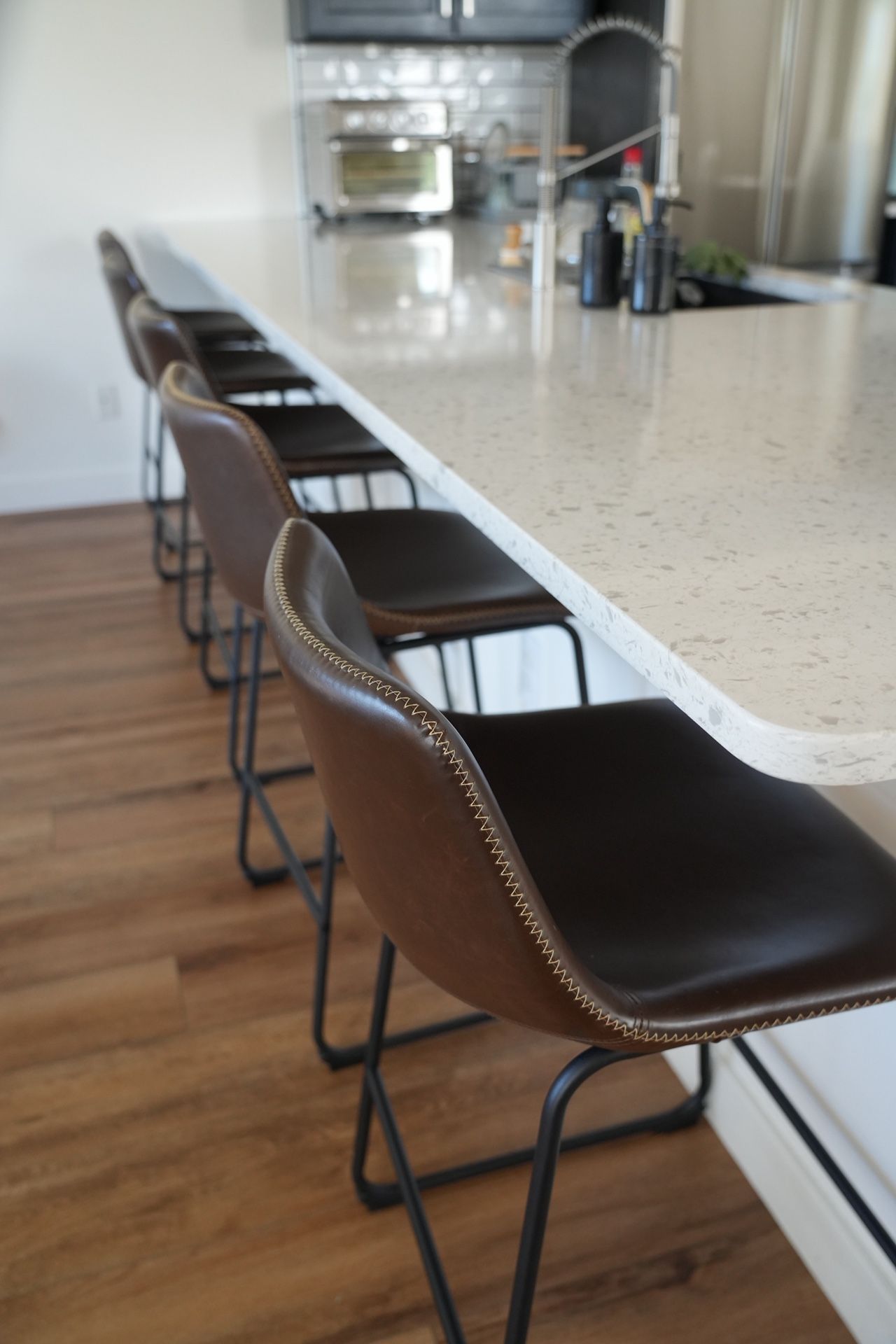 5 Leather Bar Stools, Standard Counter Height