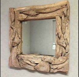 Teak wood mirror - reclaimed wood drift wood teak patio garden and pool