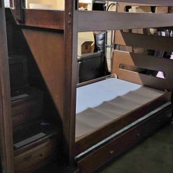 Twin size bunked with stairs