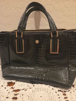 Kate Landry black crocodile-embossed satchel